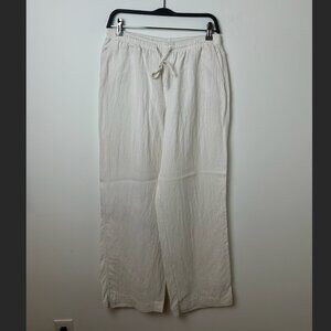 Zara White Wide Leg Linen Like Pants - M